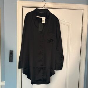 Gibson Satin Black Shirt Dress